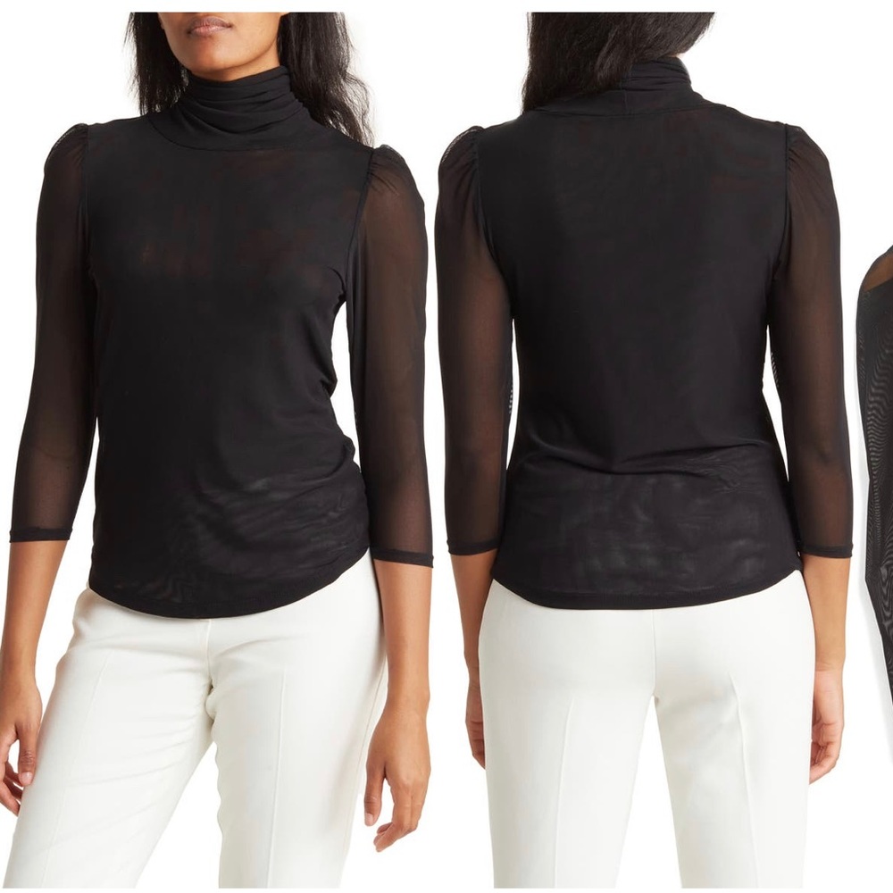 T Tahari Mesh Turtleneck